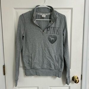 Victoria's Secret PINK grey pullover sweatshirt with 3/4 zip XS